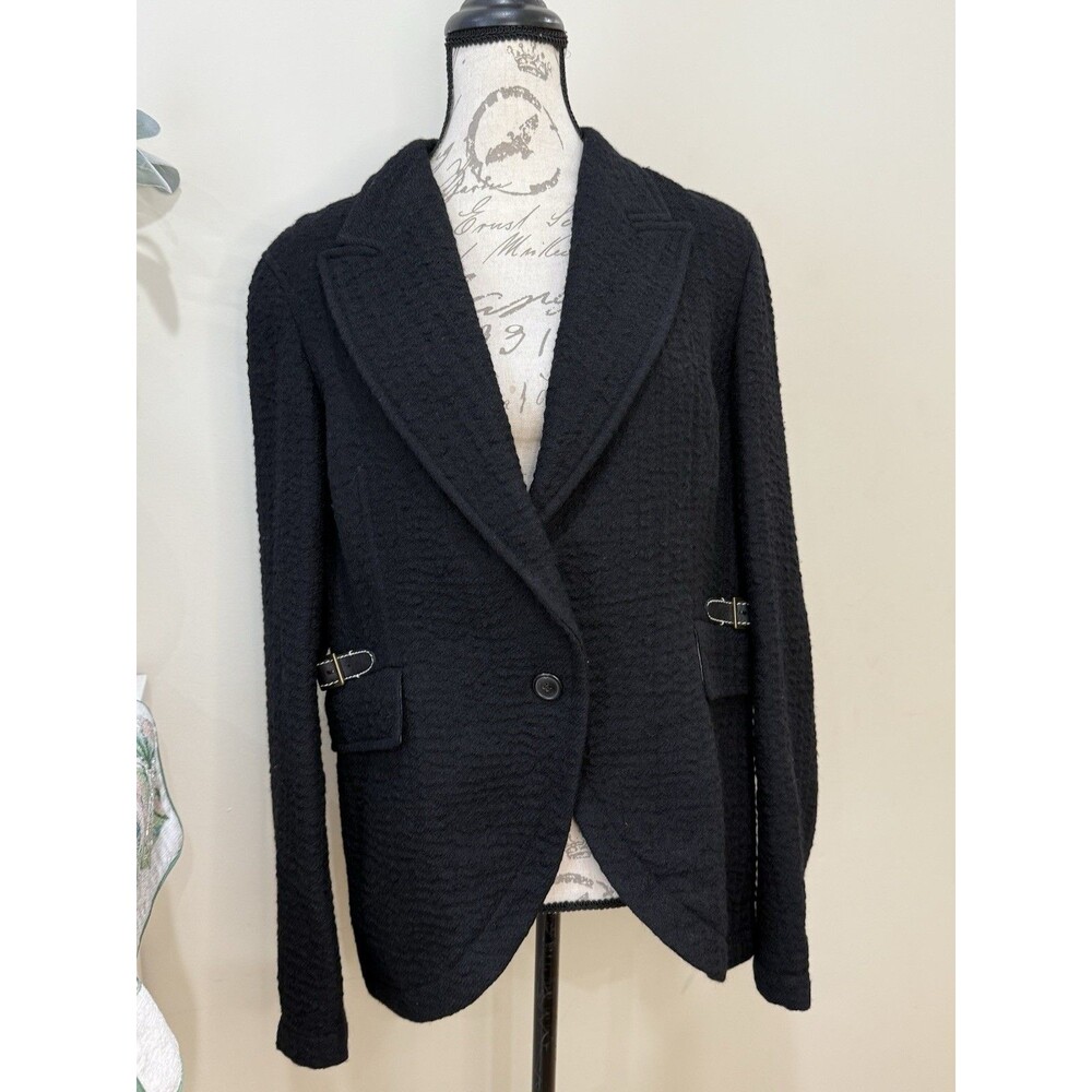 Wunderkind Womans Blazer Coat Wool One Button Black Germany Sz IT 42 Sz L Jacket